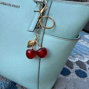 New Trendy Red Cherry Bag Purse Charm or Keychain